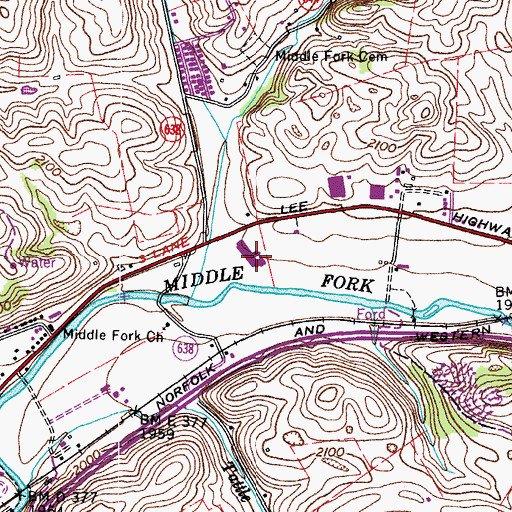 Topographic Map of Chilhowie Elementary School, VA