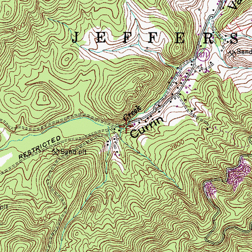 Topographic Map of Currin School (historical), VA