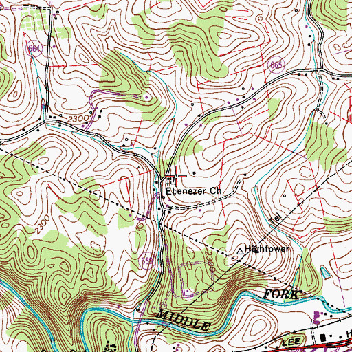 Topographic Map of Ebenezer Cemetery, VA