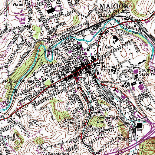 Topographic Map of First United Methodist Church, VA