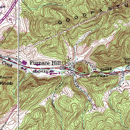 Topographic Map of Furnace Hill Lutheran Church, VA