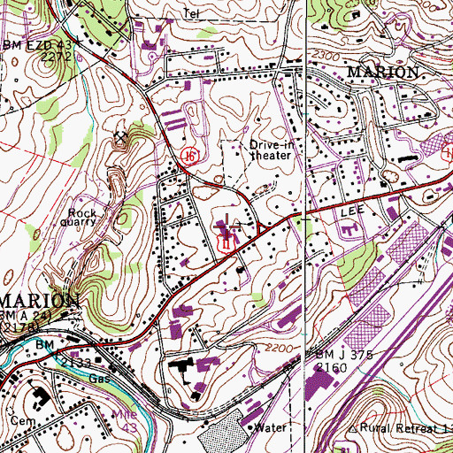 Topographic Map of Grey Rocks Plaza Shopping Center, VA