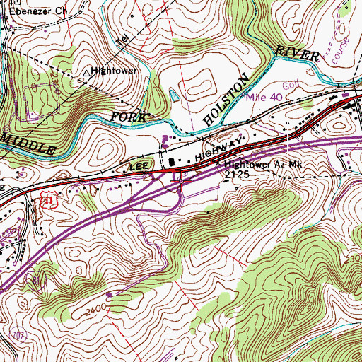 Topographic Map of Interchange 44, VA