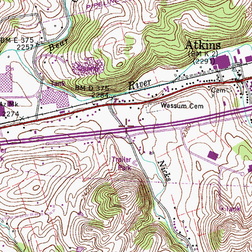 Topographic Map of Interchange 50, VA