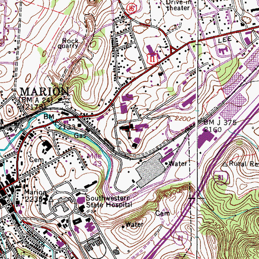 Topographic Map of Marion Intermediate School, VA