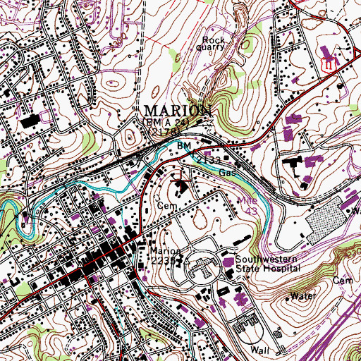 Topographic Map of Marion Middle School, VA