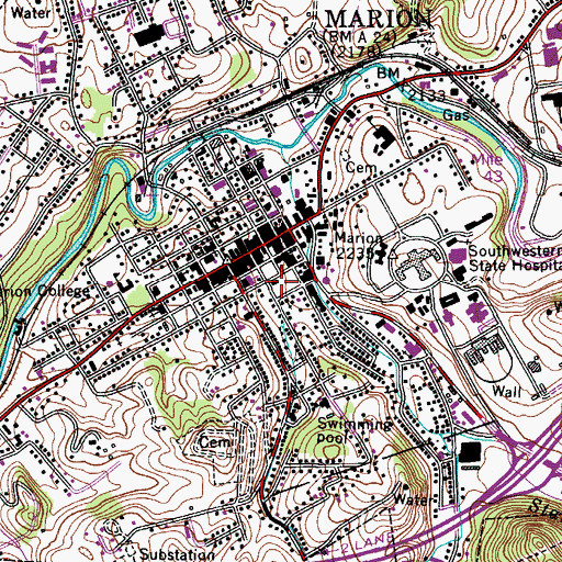 Topographic Map of Marion Post Office, VA