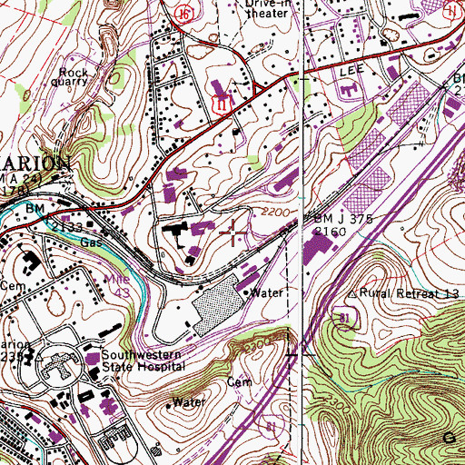 Topographic Map of Marion Stadium, VA