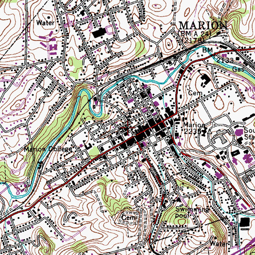 Topographic Map of Marion Baptist Church, VA