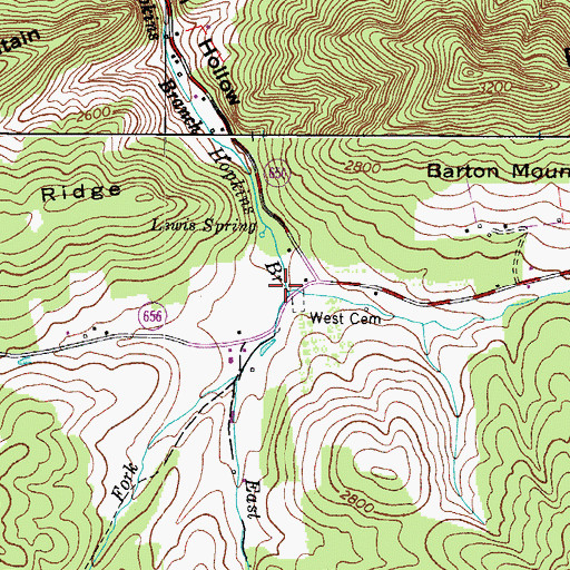 Topographic Map of Mile Branch, VA