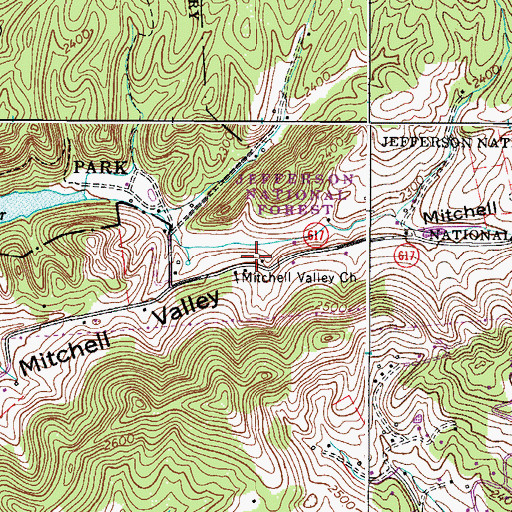 Topographic Map of Mitchell Valley School (historical), VA