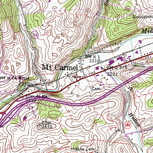 Topographic Map of Mount Carmel United Methodist Church, VA