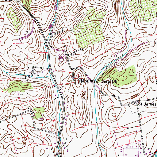 Topographic Map of Mountain View Cemetery, VA