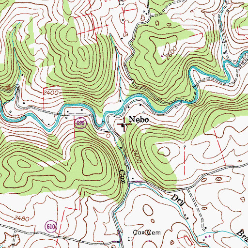 Topographic Map of Nebo School (historical), VA