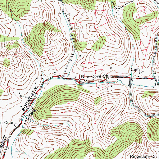 Topographic Map of New Cove School (historical), VA