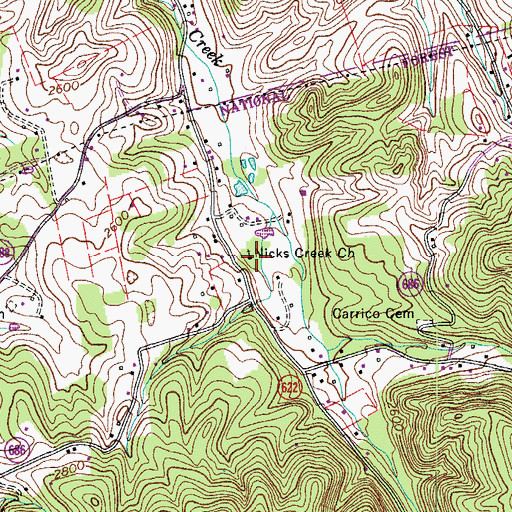 Topographic Map of Nick Creek School (historical), VA