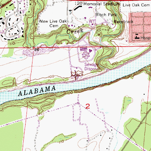 Topographic Map of Selma City Marina, AL