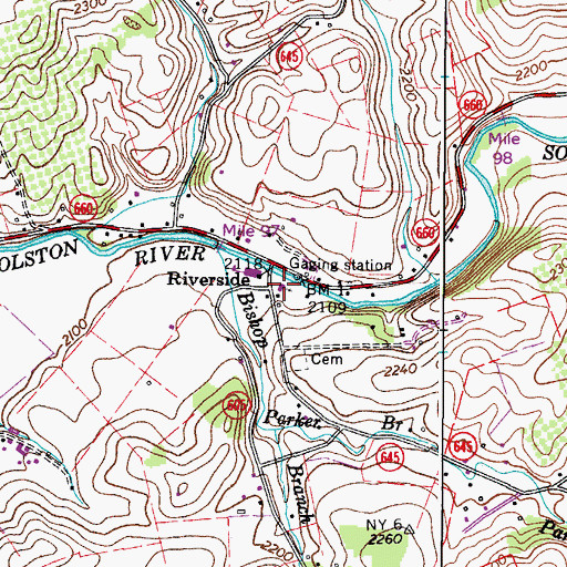 Topographic Map of Riverside Baptist Church, VA