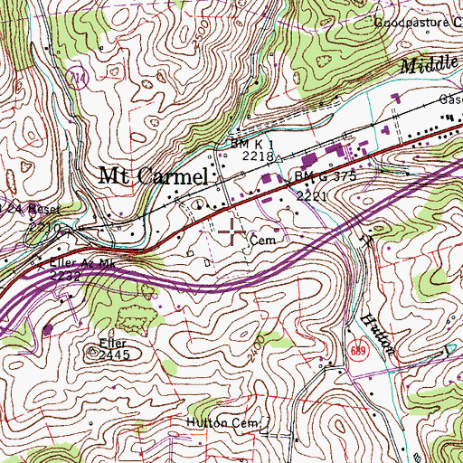 Topographic Map of Rose Lawn Cemetery, VA