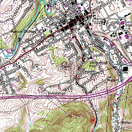 Topographic Map of Round Hill Cemetery, VA