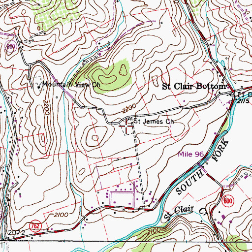 Topographic Map of Saint James Cemetery, VA