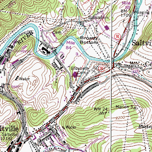 Topographic Map of Saltville Elementary School, VA