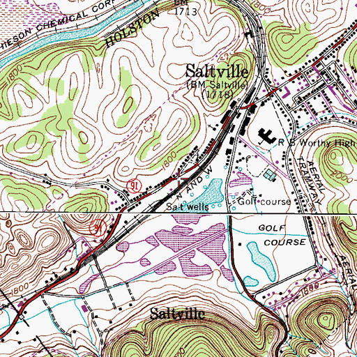 Topographic Map of Saltville High School (historical), VA