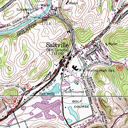 Topographic Map of Saltville Post Office, VA