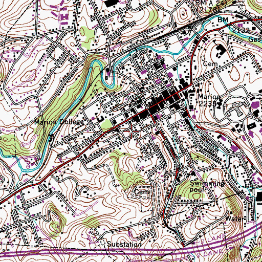 Topographic Map of Smyth-Bland Regional Library, VA