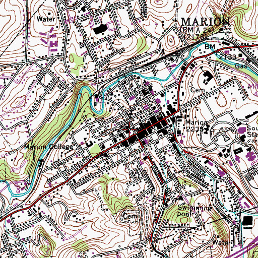 Topographic Map of Smyth County Courthouse, VA