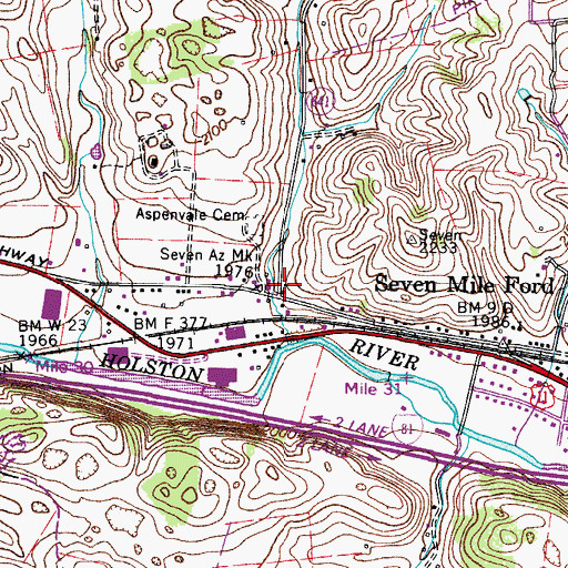 Topographic Map of Sugar Grove School (historical), VA