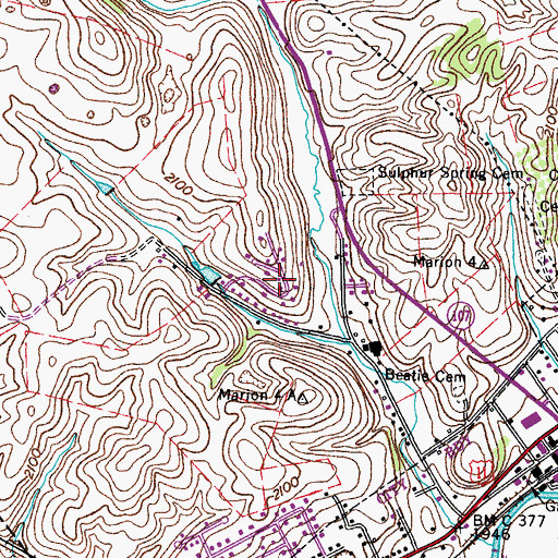 Topographic Map of Sulphur Springs Heights, VA