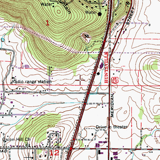 Topographic Map of Humphrey Cemetery, AL