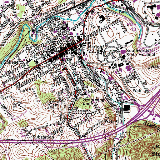 Topographic Map of Youngs Chapel, VA