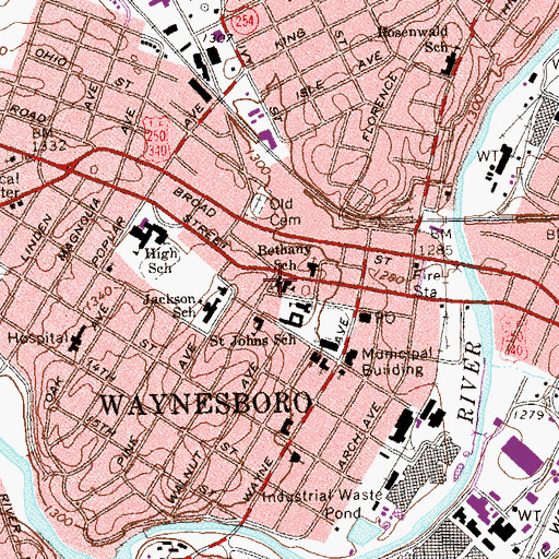 Topographic Map of Bethany Evangelical Lutheran Church, VA