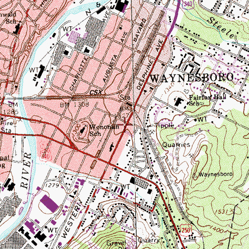 Topographic Map of First Christian Church, VA