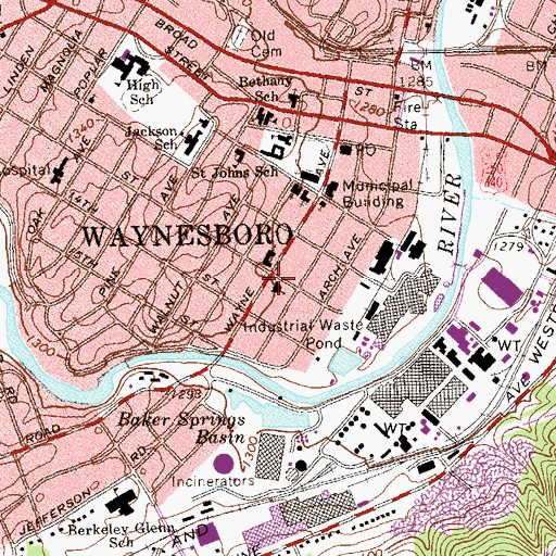 Topographic Map of Grace Evangelical Lutheran Church, VA