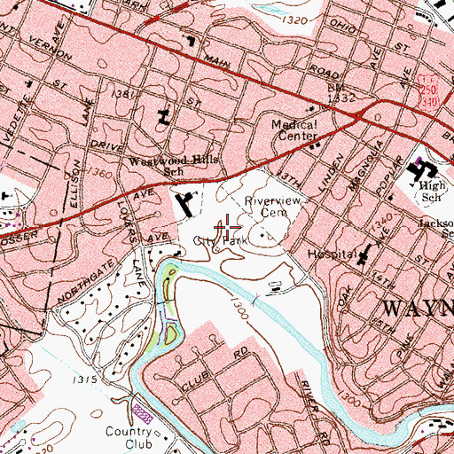 Topographic Map of Ridgeview Park, VA