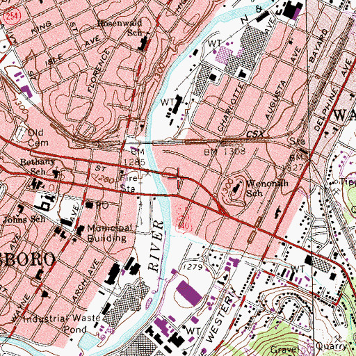 Topographic Map of Riverside Shopping Center, VA