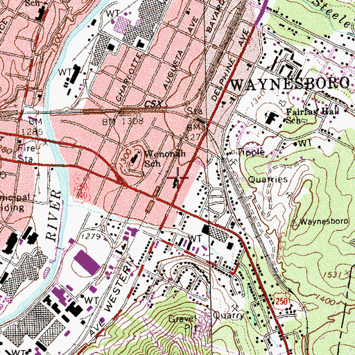 Topographic Map of Second Presbyterian Church, VA