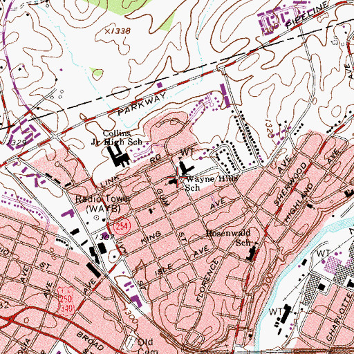Topographic Map of Wayne Hills United Methodist Church, VA