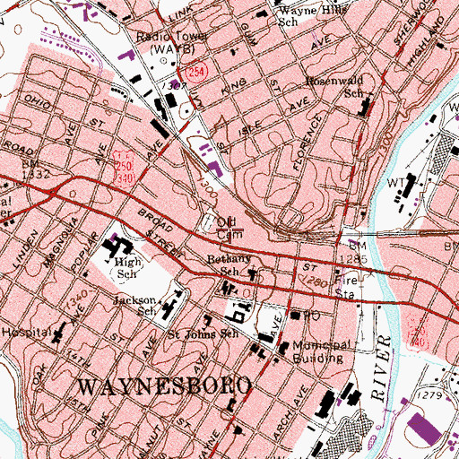 Topographic Map of Willow Oak Plaza Shopping Center, VA