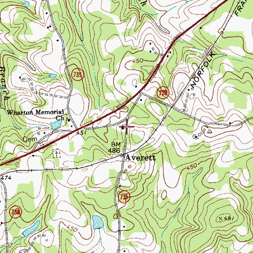 Topographic Map of Averett Baptist Church, VA