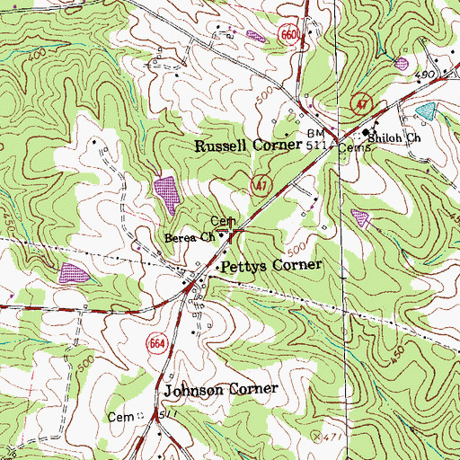 Topographic Map of Berea Cemetery, VA