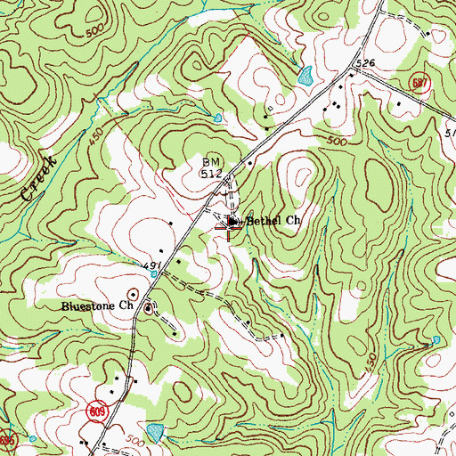 Topographic Map of Bethel Cemetery, VA