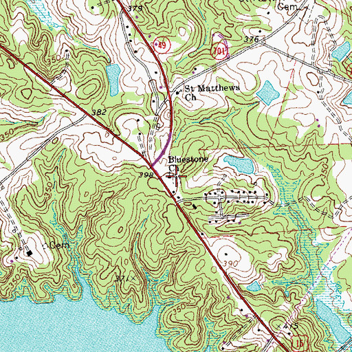 Topographic Map of Bluestone Cemetery, VA