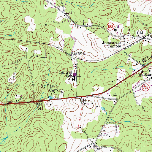 Topographic Map of Boydton Elementary School, VA