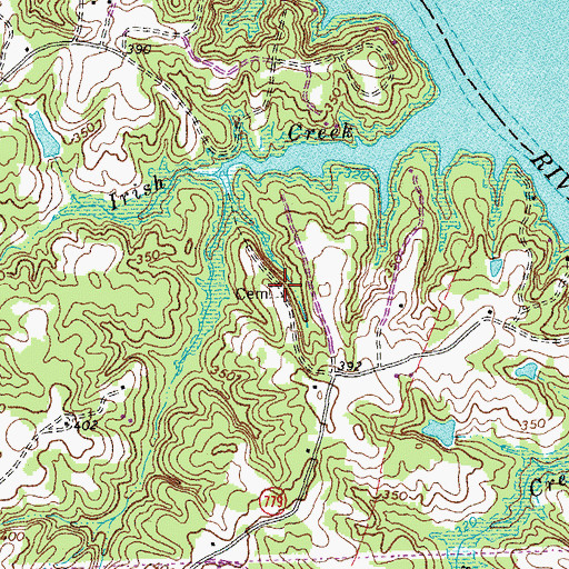 Topographic Map of Burwell Cemetery, VA