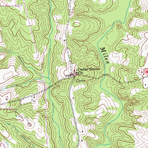 Topographic Map of Cedar Grove, VA