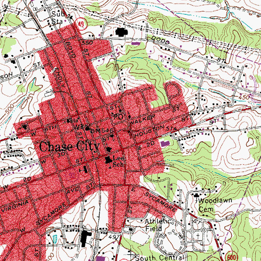 Topographic Map of Centenary United Methodist Church, VA